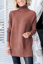 Load image into Gallery viewer, Mineral Red Turtleneck Ribbed Knit Tunic Sweater
