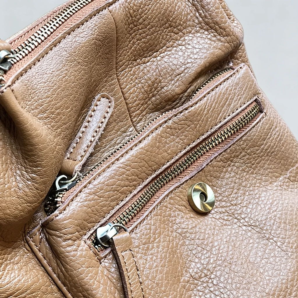 Soft Lightweight Daily Purse Flap Leather Rucksack Backpack