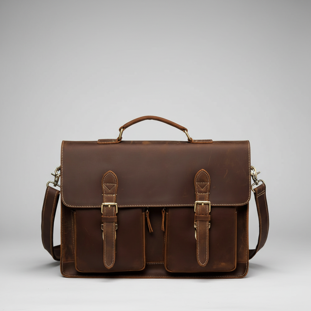 Handmade Full Grain Leather Briefcase Leather Messenger Bag