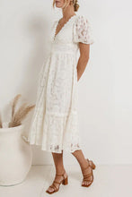 Load image into Gallery viewer, Lace Buttons V Neck A Line Midi Dress
