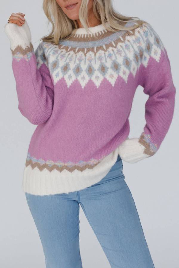 Christmas Thickened Round Neck Long Sleeve Knitted  Icelandic Sweater