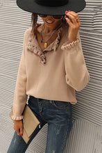 Load image into Gallery viewer, Chic Long Sleeve Button Down Ruffle Knit Pullover Sweater
