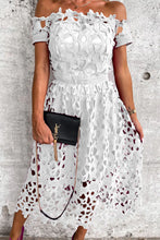 Load image into Gallery viewer, Sweet Elegant Hollowed Out Off the Shoulder Midi Lace Dress
