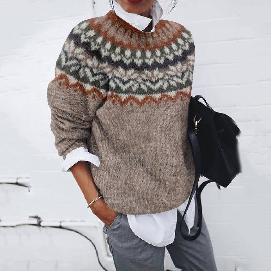 Crew Neck Pullover Winter Top  Sweater