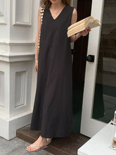 Load image into Gallery viewer, Simple Loose Sleeveless V-Neck Midi Dresses
