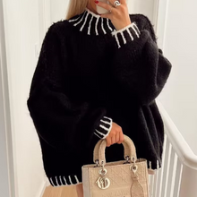 Load image into Gallery viewer, Loose and Slim Soft Long-sleeved Stitched Knit Sweater
