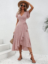 Load image into Gallery viewer, Floral Surplice Neck Tied Midi Dress
