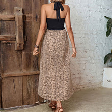 Load image into Gallery viewer, Leopard Halter Irregular Split Front Casual Midi Dress
