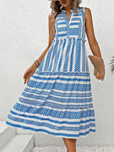 Load image into Gallery viewer, Casual Bohemian Geometric Print Sleeveless Tiered Midi Dress
