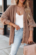 Load image into Gallery viewer, Khaki Solid Color Buttoned Down Casual Knitted Cardigan
