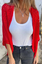 Load image into Gallery viewer, Simple Hollow Knitted Half Sleeve Loose Cardigan
