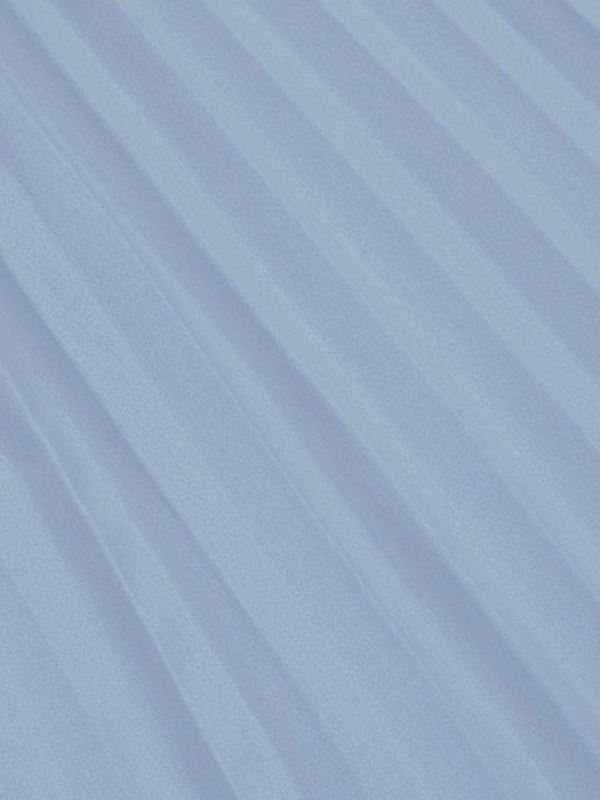 Blue Round Neck Sleeveless Pleated Midi Dress