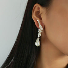 Load image into Gallery viewer, Artisan Handwoven Long Drop Earrings with Baroque Pearls
