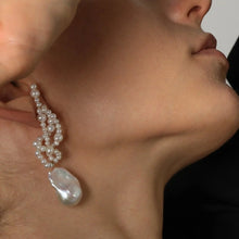 Load image into Gallery viewer, Artisan Handwoven Long Drop Earrings with Baroque Pearls
