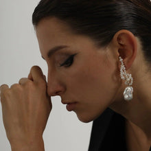 Load image into Gallery viewer, Artisan Handwoven Long Drop Earrings with Baroque Pearls
