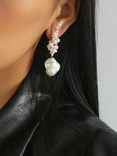 Load image into Gallery viewer, Artisan Handwoven Long Drop Earrings with Baroque Pearls
