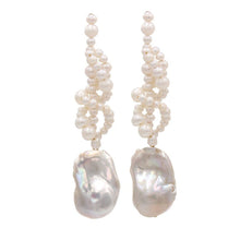 Load image into Gallery viewer, Artisan Handwoven Long Drop Earrings with Baroque Pearls

