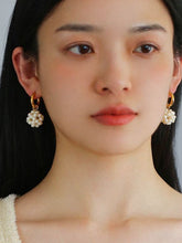 Load image into Gallery viewer, Artisan Woven Pearl Sphere Drop Earrings
