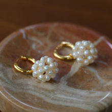 Load image into Gallery viewer, Artisan Woven Pearl Sphere Drop Earrings
