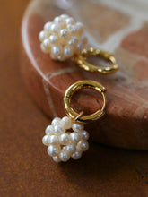 Load image into Gallery viewer, Artisan Woven Pearl Sphere Drop Earrings
