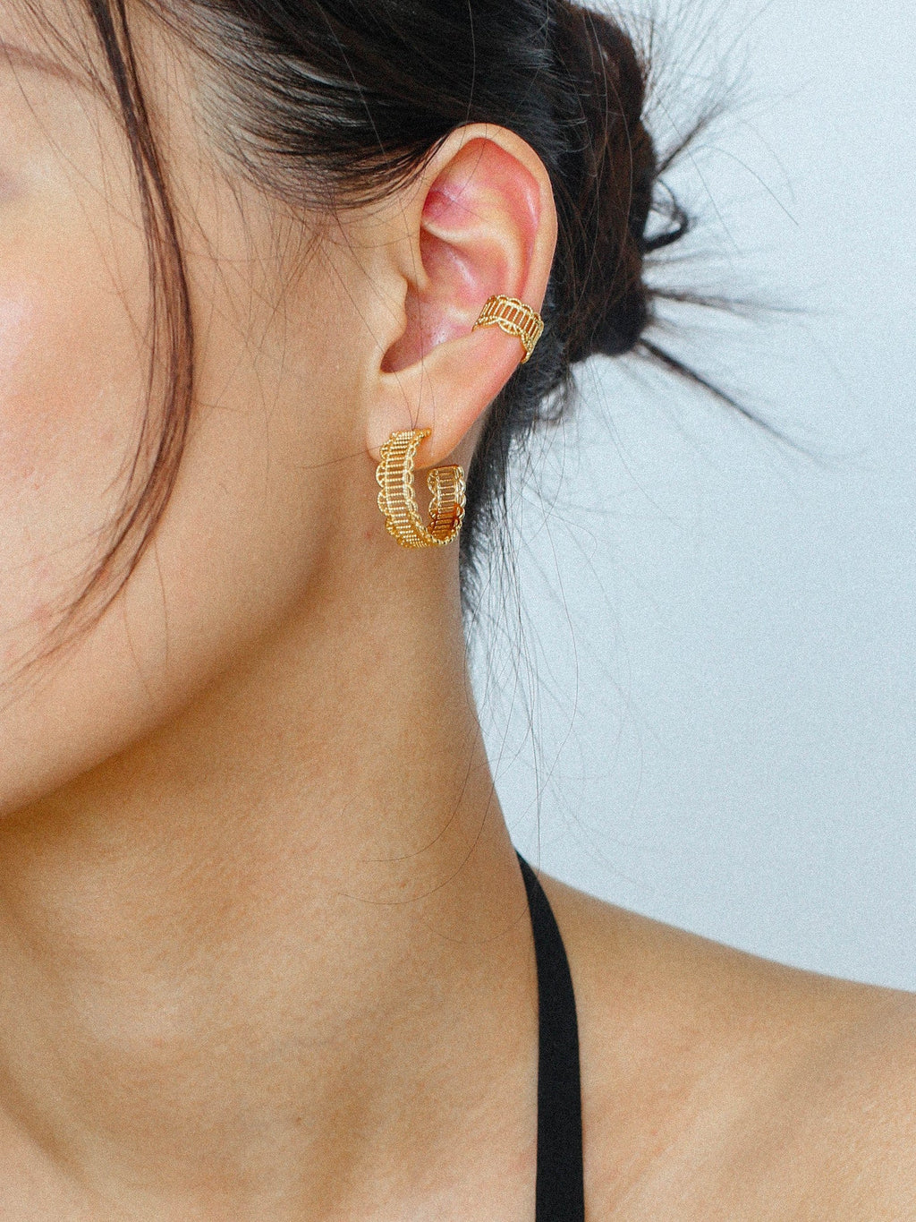 Artisanal Crochet-Inspired Huggie Earrings