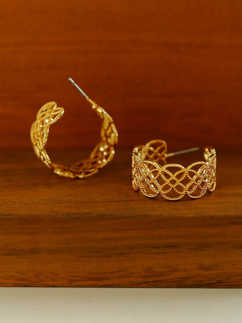 Artisanal Crochet-Inspired Huggie Earrings