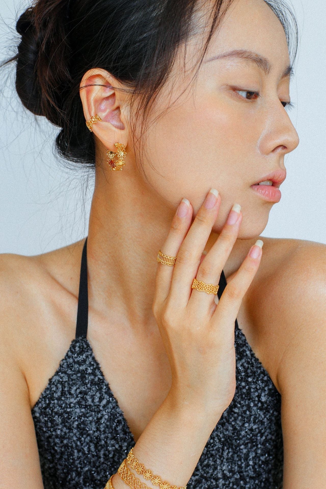 Artisanal Crochet-Inspired Huggie Earrings