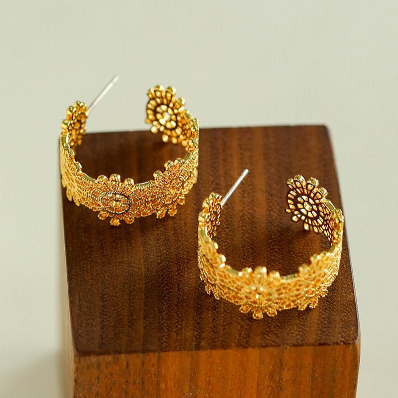 Artisanal Crochet-Inspired Huggie Earrings