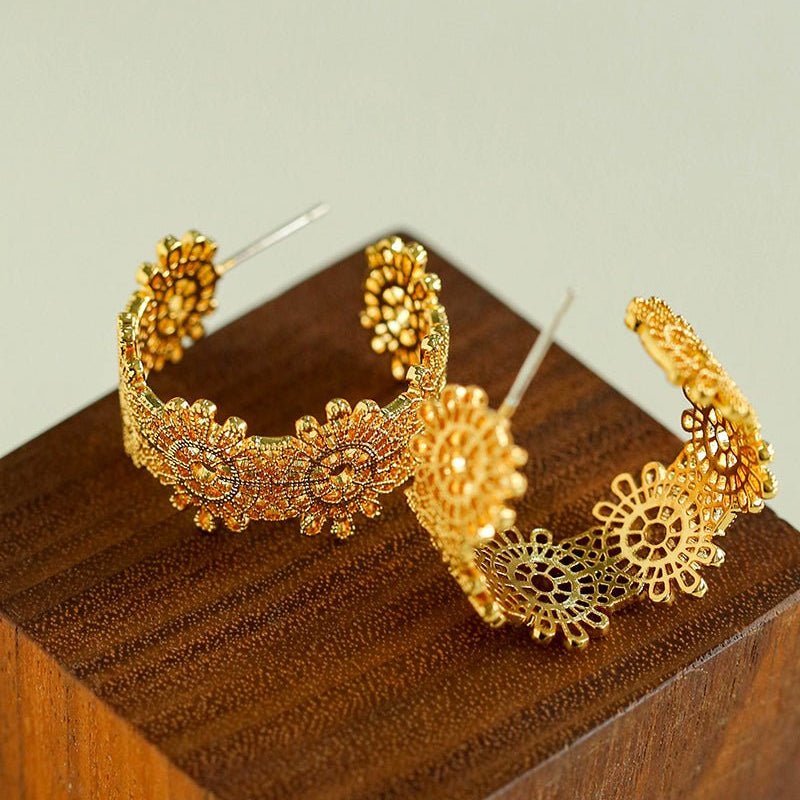 Artisanal Crochet-Inspired Huggie Earrings