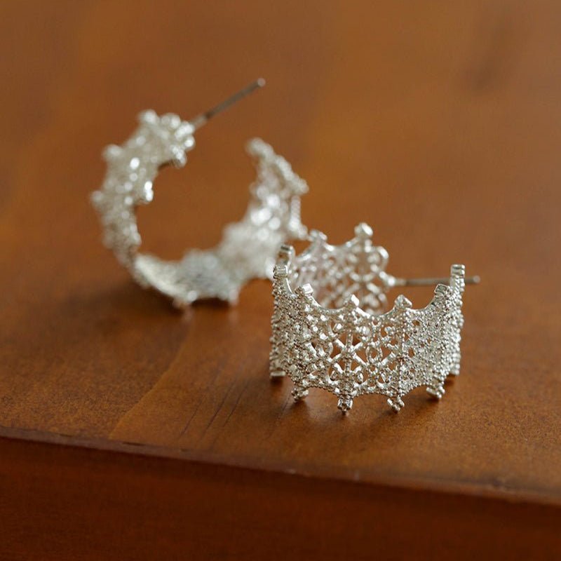 Artisanal Crochet-Inspired Huggie Earrings