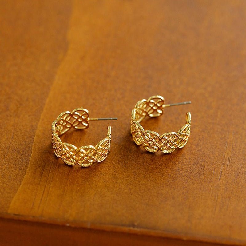 Artisanal Crochet-Inspired Huggie Earrings