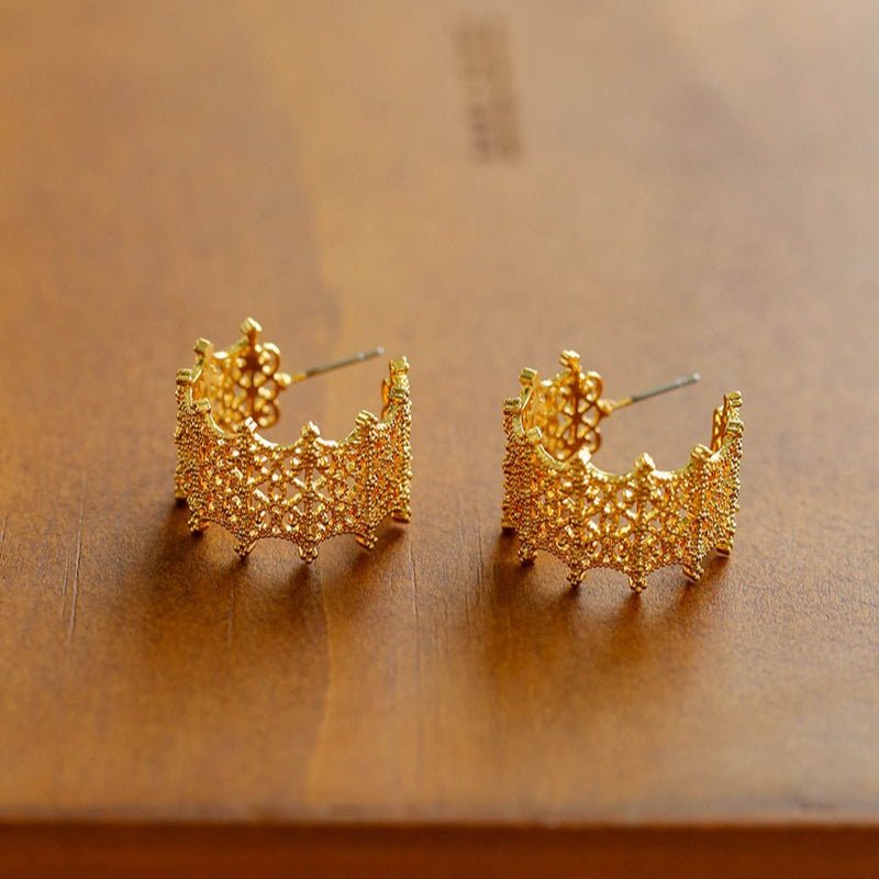 Artisanal Crochet-Inspired Huggie Earrings