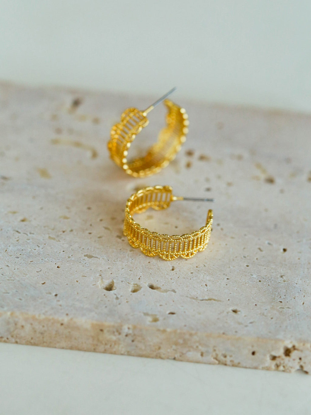 Artisanal Crochet-Inspired Huggie Earrings