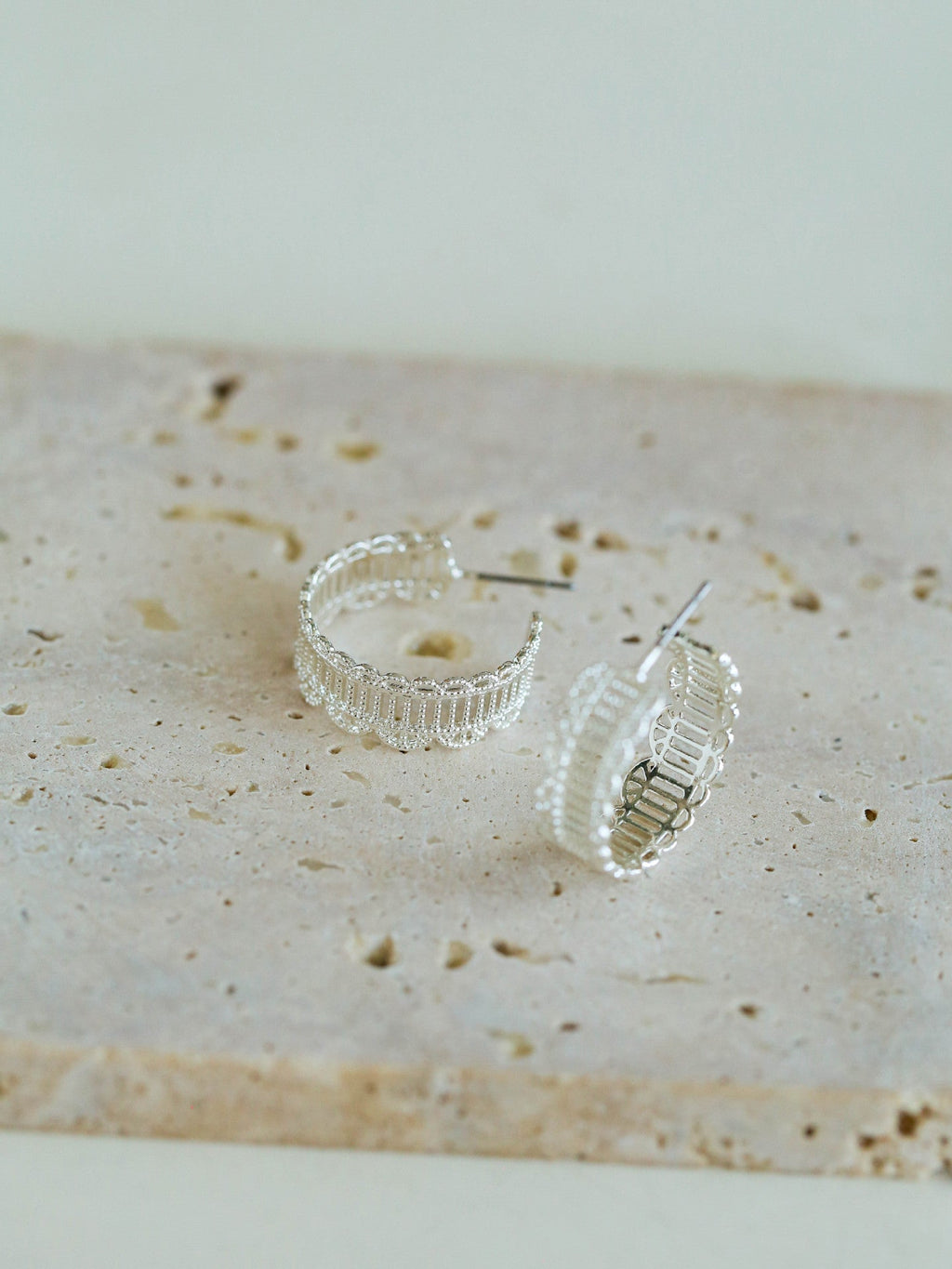 Artisanal Crochet-Inspired Huggie Earrings