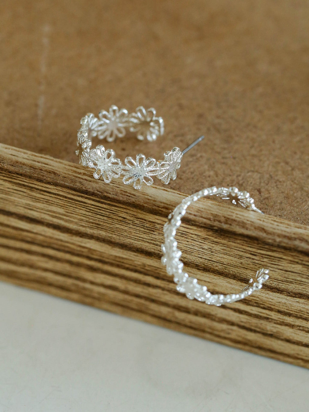 Artisanal Crochet-Inspired Huggie Earrings