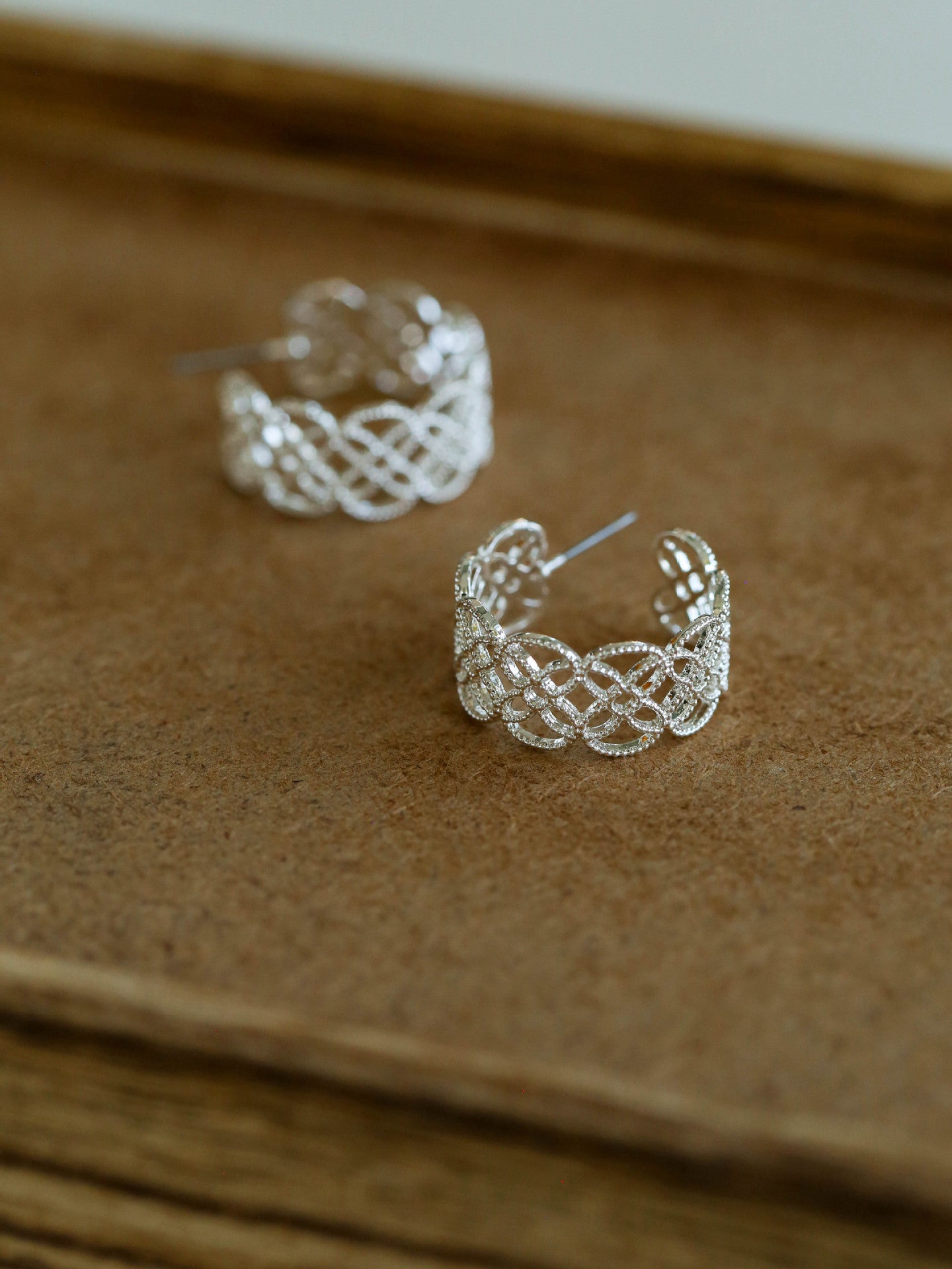 Artisanal Crochet-Inspired Huggie Earrings
