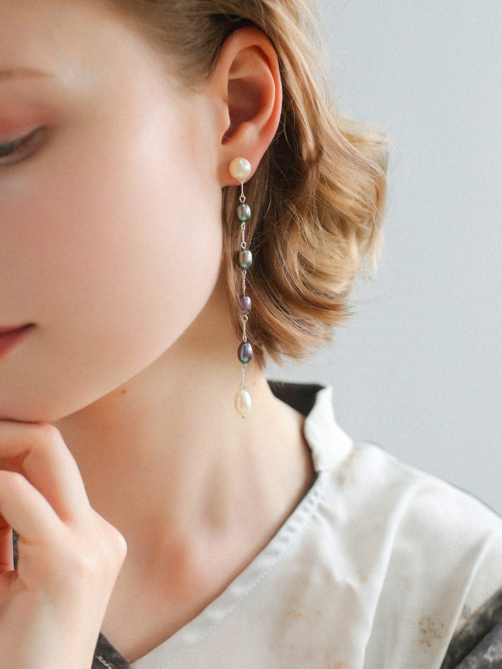 Artistic Two-Tone Long Dangle Earrings