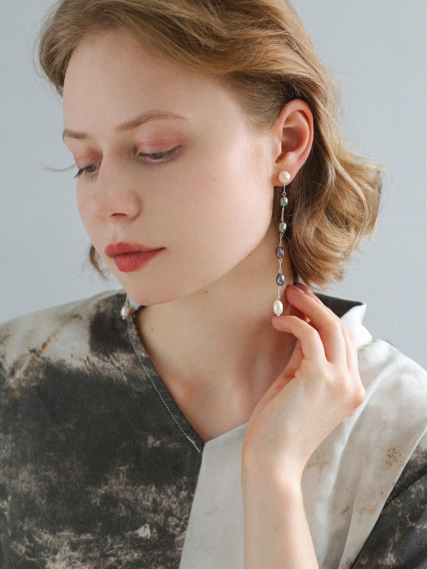 Artistic Two-Tone Long Dangle Earrings