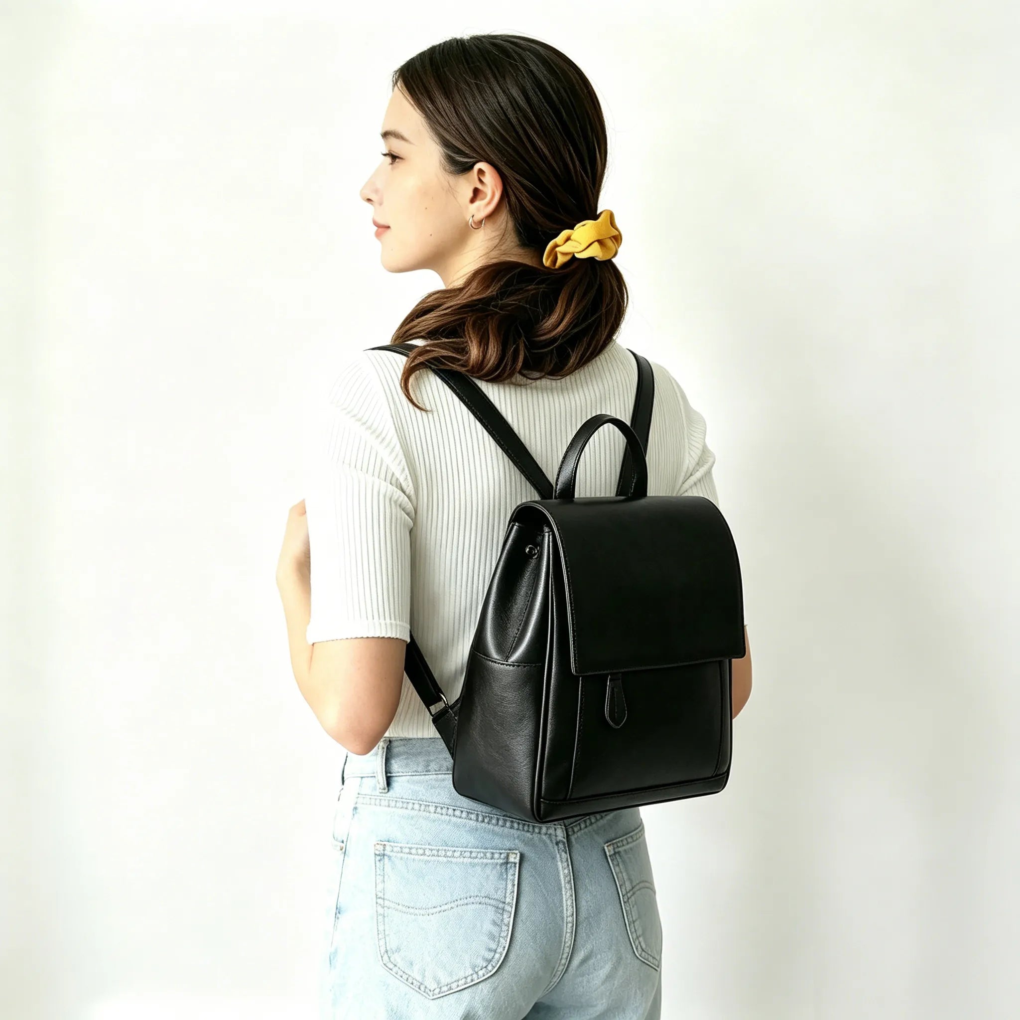 Black Top Grain Convertible Leather Backpack