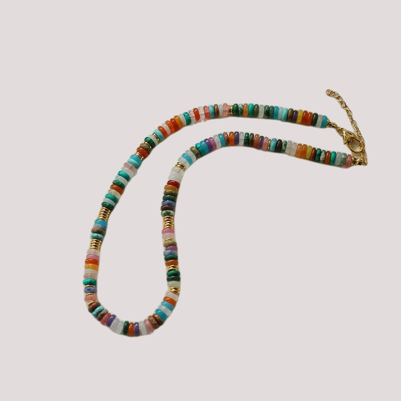 Bohemian Multi-Gemstone Bead Choker Necklace