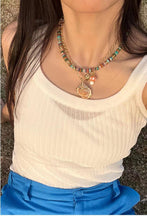 Load image into Gallery viewer, Bohemian Multi-Gemstone Bead Choker Necklace
