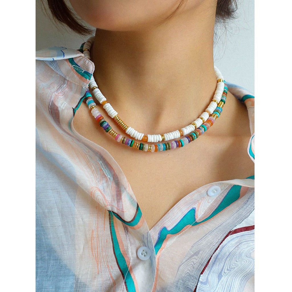 Bohemian Multi-Gemstone Bead Choker Necklace