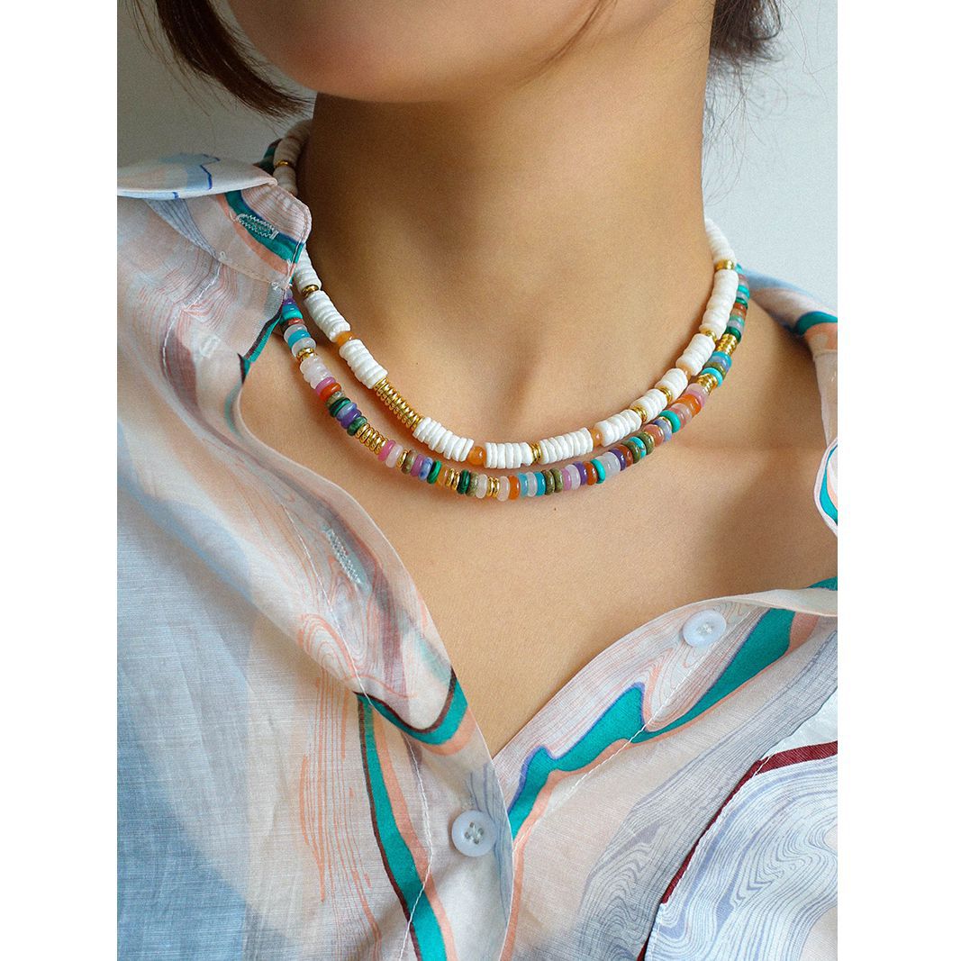 Bohemian Multi-Gemstone Bead Choker Necklace