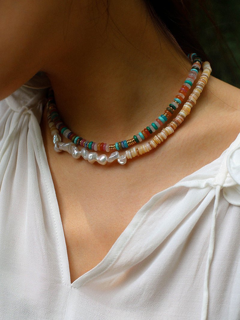 Bohemian Multi-Gemstone Bead Choker Necklace