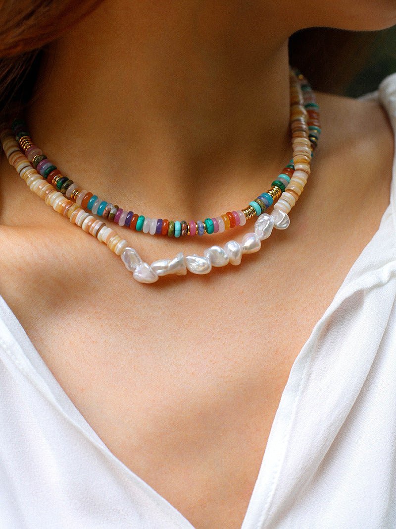 Bohemian Multi-Gemstone Bead Choker Necklace