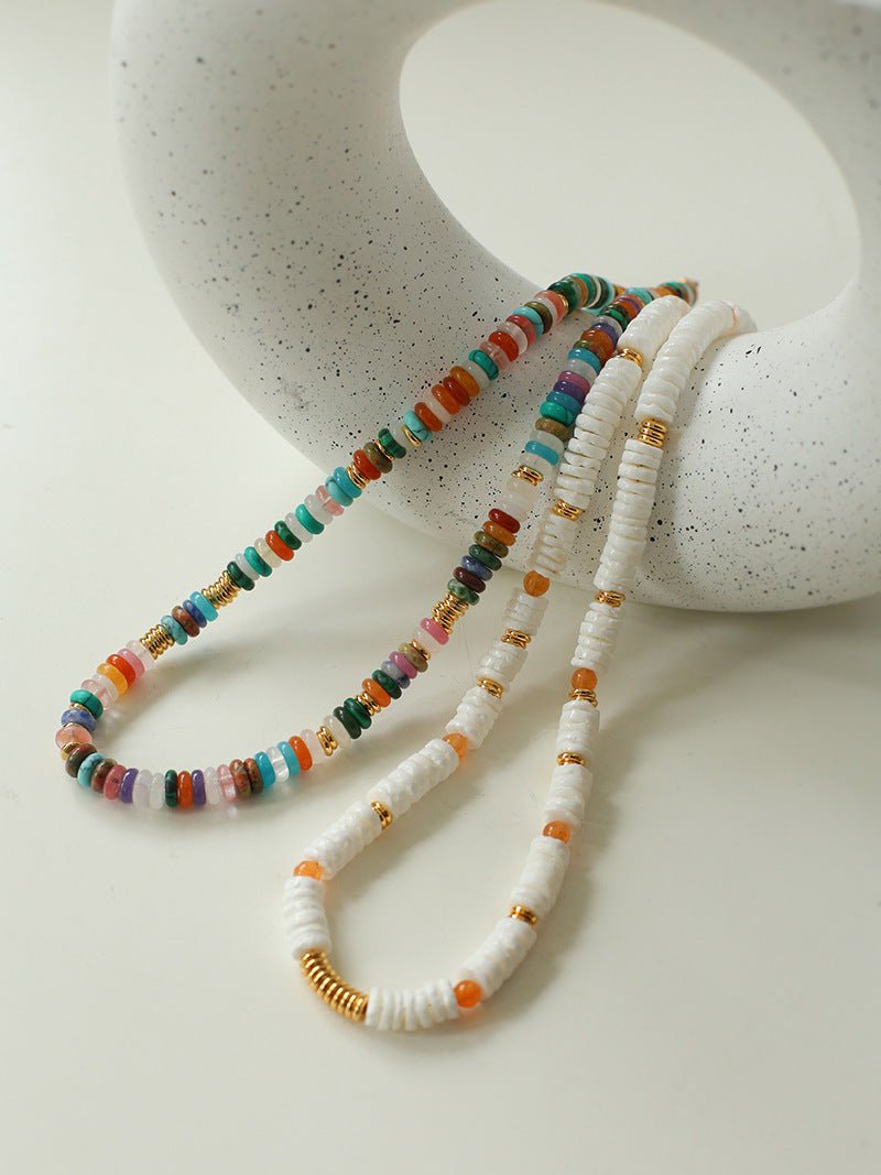 Bohemian Multi-Gemstone Bead Choker Necklace