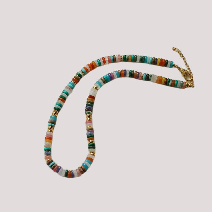 Bohemian Multi-Gemstone Bead Choker Necklace
