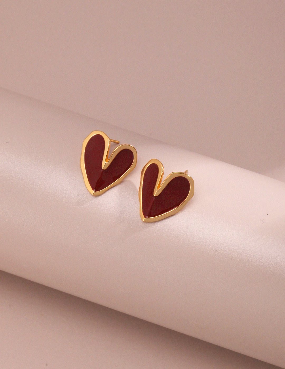 Bold Red Heart Stud Earrings