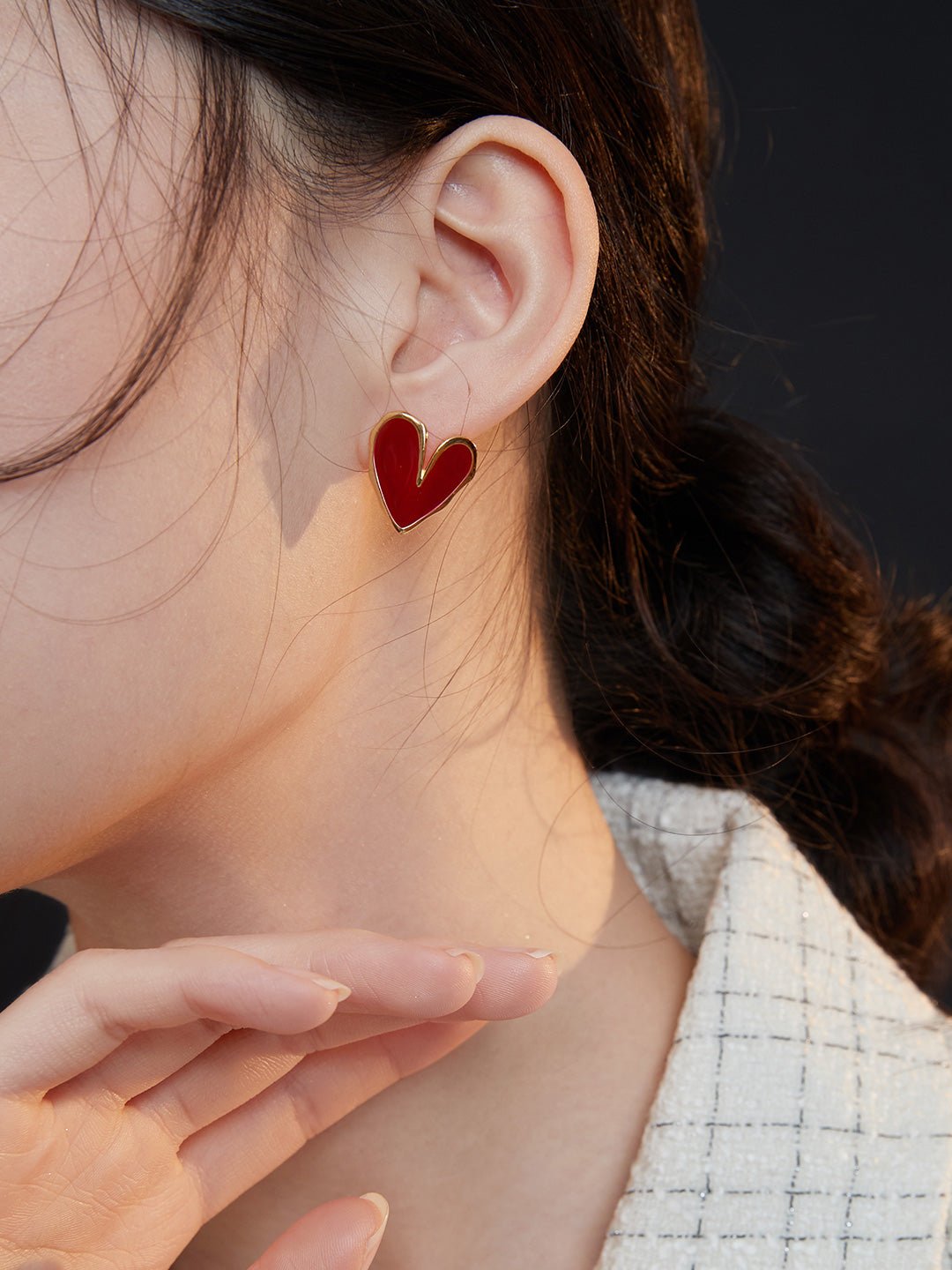 Bold Red Heart Stud Earrings