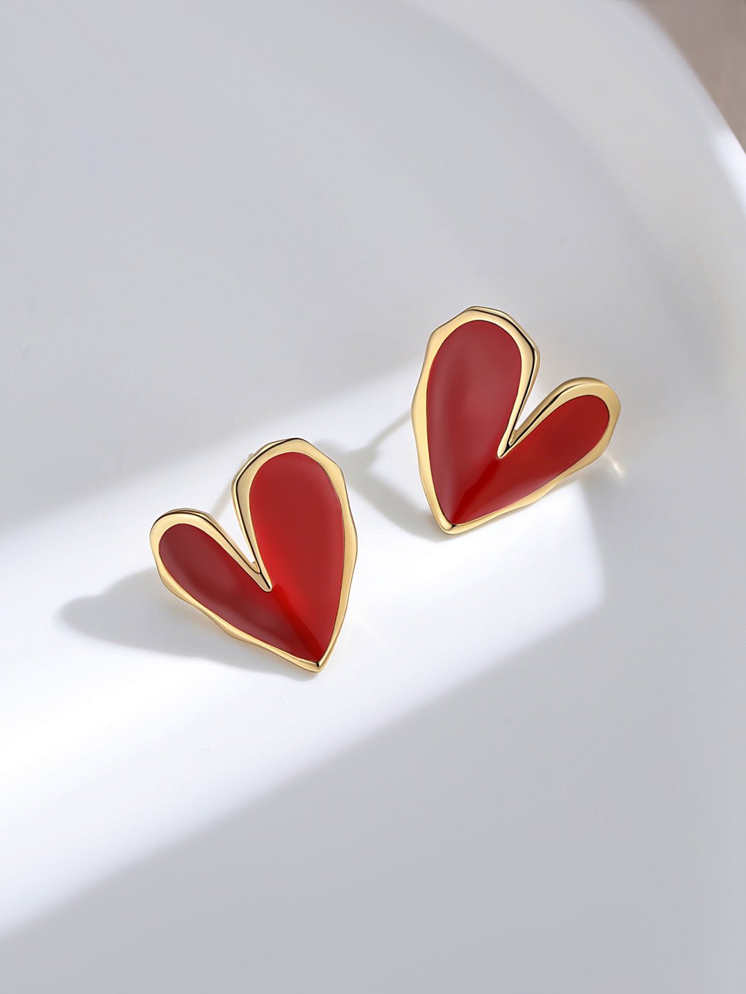 Bold Red Heart Stud Earrings